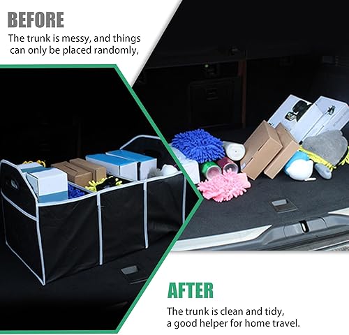 Miniatura 6 de Organizador de maletero de automóvil, organizador de almacenamiento plegable con 3 compartimentos, caja de almacenamiento para automóvil, bolsa