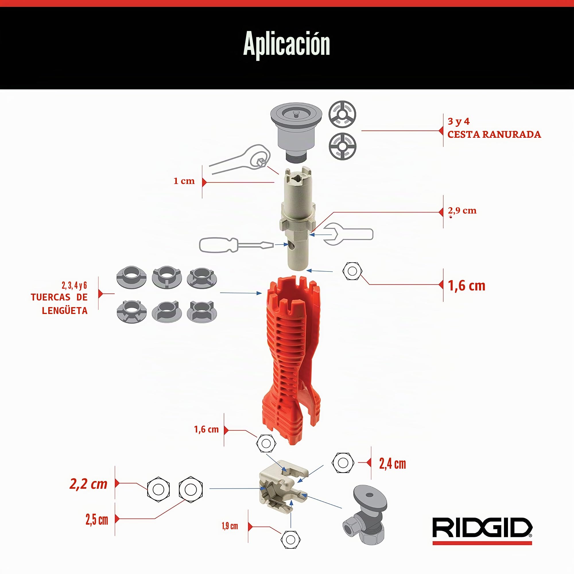RIDGID 57003 EZ Change - Llave de fontanería para instalación y extracción