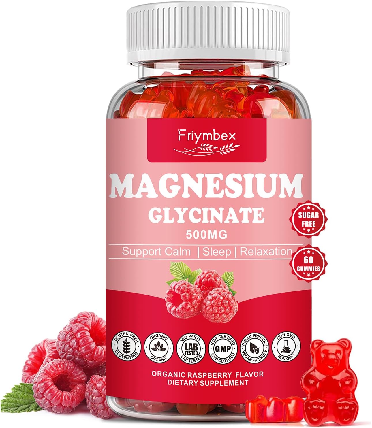 Magnesium Glycinate Gummies 500mg | Relaxation Calm Magnesium Gummies | Sugar-Free | Non-GMO | Gluten-Free | Vegan-Friendly for Adults & Kids (60 Raspberry Gummies) Magnesium Glycinate Gummies 500mg | Relaxation Calm Magnesium Gummies | Sugar-Free | Non-GMO | Gluten-Free | Vegan-Friendly for Adults & Kids (60 Raspberry Gummies)