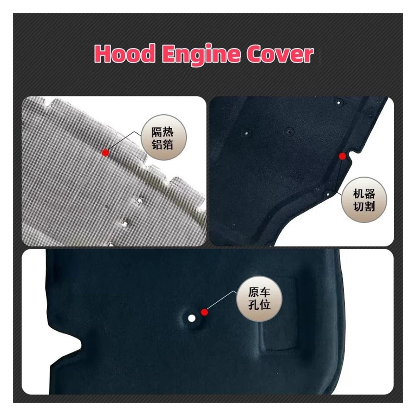 1 Pezzo di Materiale Pet per Ford Fiesta 2013-2017, Isolamento Termico e Acustico del Cofano Motore, Copertura in Cotone insonorizzata.