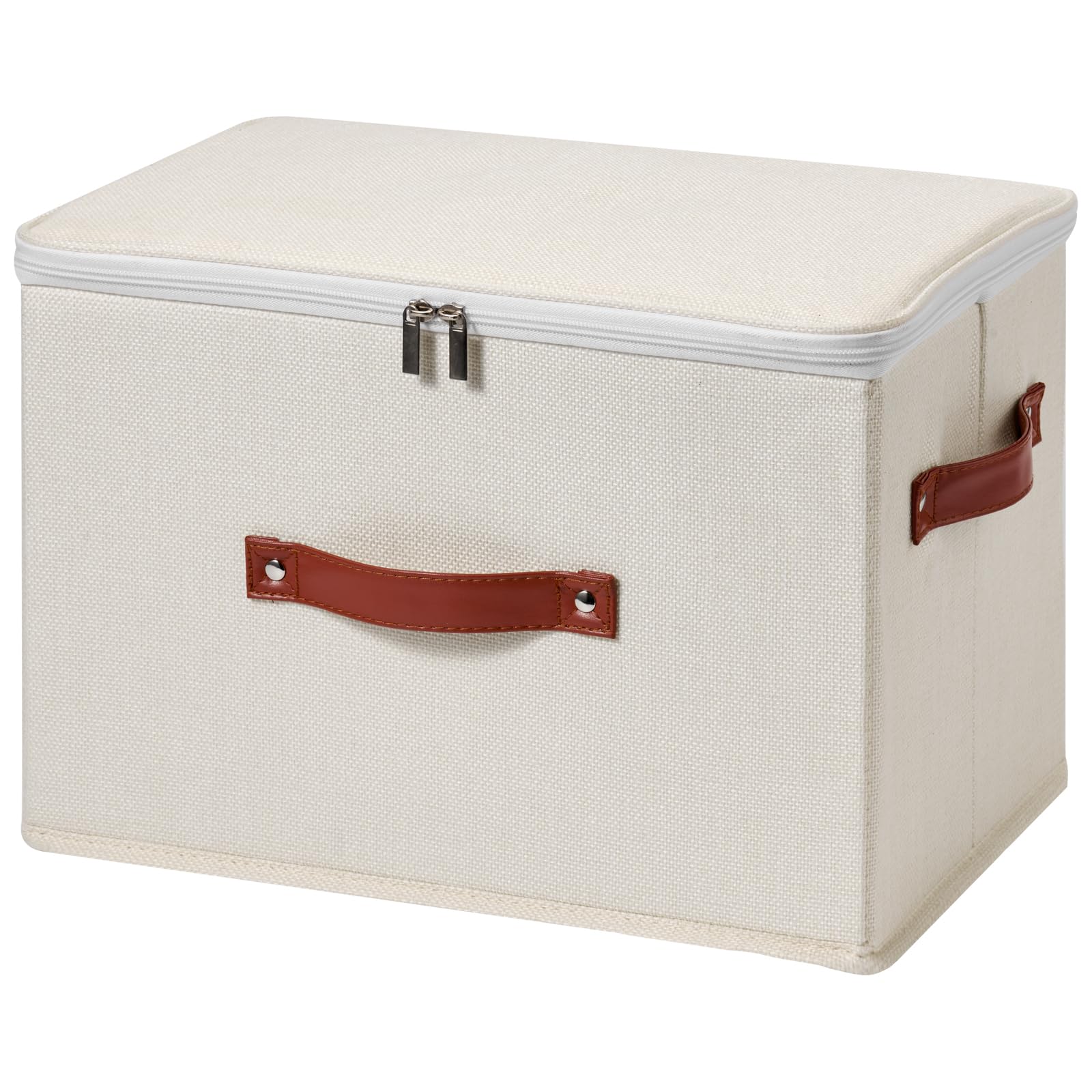 Storage Bin Box with Zippered Lid Decorative Collapsible Basket