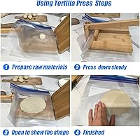 Vista 4 de Prensa de tortilla de madera – 10 pulgadas Roti Pataconera Tortilla Quesadilla Maker Harina Masa Prensa para Quesadillas Caseras Tortillas Tostones