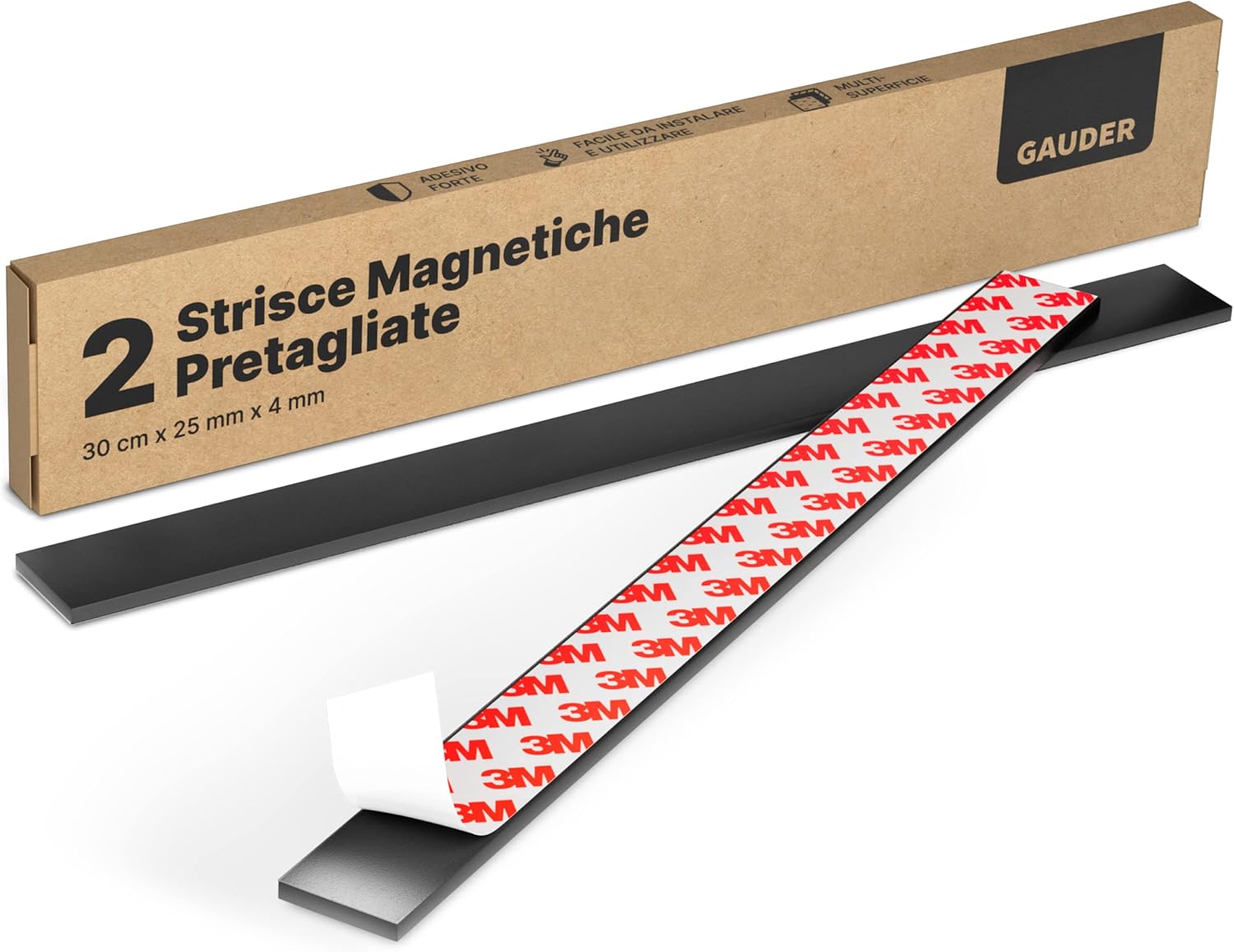 Nastro Magnetico GAUDER Autoadesivo - Per Lavagne E Frigo, Flessibile E Potente