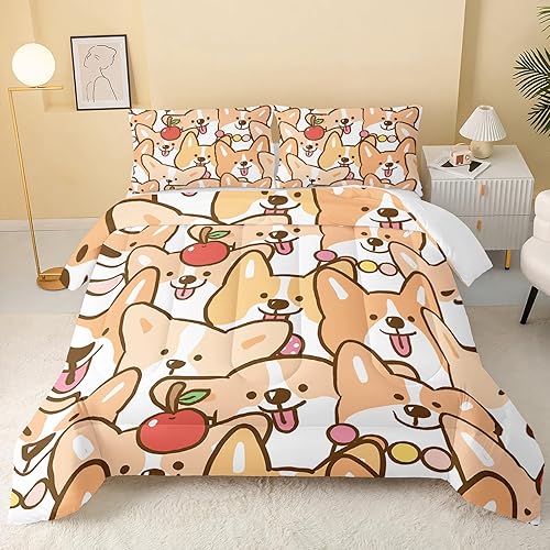 Miniatura 1 de QOOMO Edredón para perros tamaño Queen, juego de edredón Kawaii para niños, adolescentes, niñas, niños, juego de ropa de cama de 3 piezas con 2