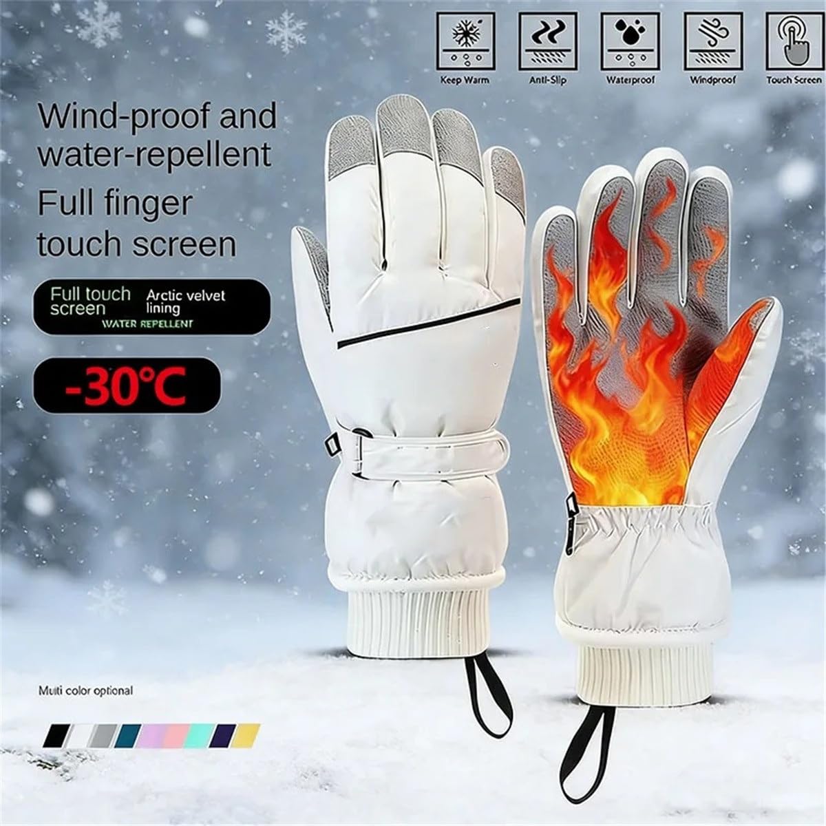 XAUCY Guantes de esquí de invierno para niños, guantes gruesos y cálidos, para deportes al aire libre, para niños, esquí, equitación, antideslizantes, impermeables, con bolsillo, guantes cálidos