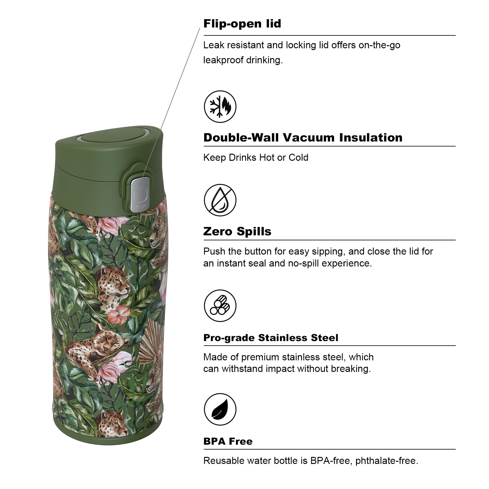 Super Sparrow Borraccia Termica, Acciaio Inox Bottiglia Termica - 350ml, 500ml, 750ml - Senza BPA Tazza Termica, Borraccia Termica per Bambini, Scuola, Sportiva, Bici, Campeggio, Palestra