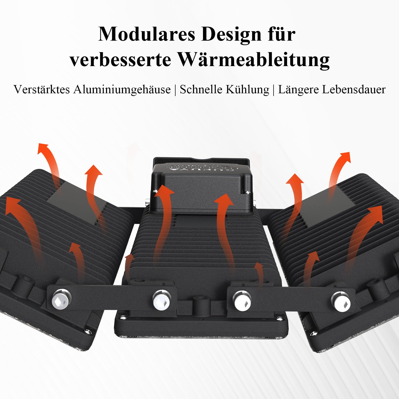 300W LED Flutlicht 42000LM, 3 Köpfe Straßenlampe 6500K | IP67 Wasserdicht & Robust, Flimmerfrei, 10KV Blitzschutz. Festverdrahtung. 180° verstellbarer. Für 45-65mm Mast, Garten