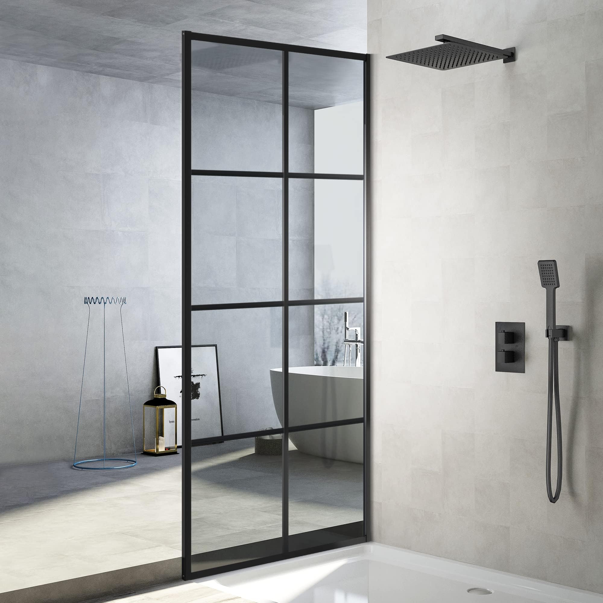 ZHIHU Bras de support de douche Carré Acier inoxydable 201 Noir 20 cm