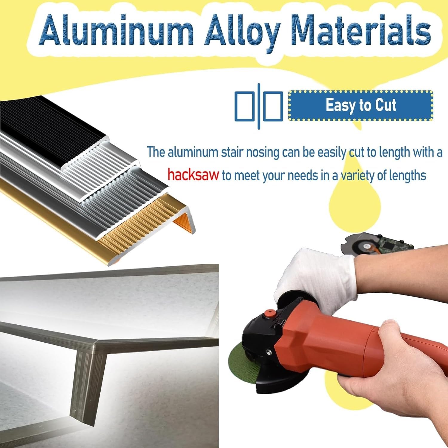 Tira de borde de aleación de aluminio en forma de L para puerta y escalera, barra de umbral antideslizante para protección de escalones, 140 cm, protector de borde de banda de rodadura con acabado
