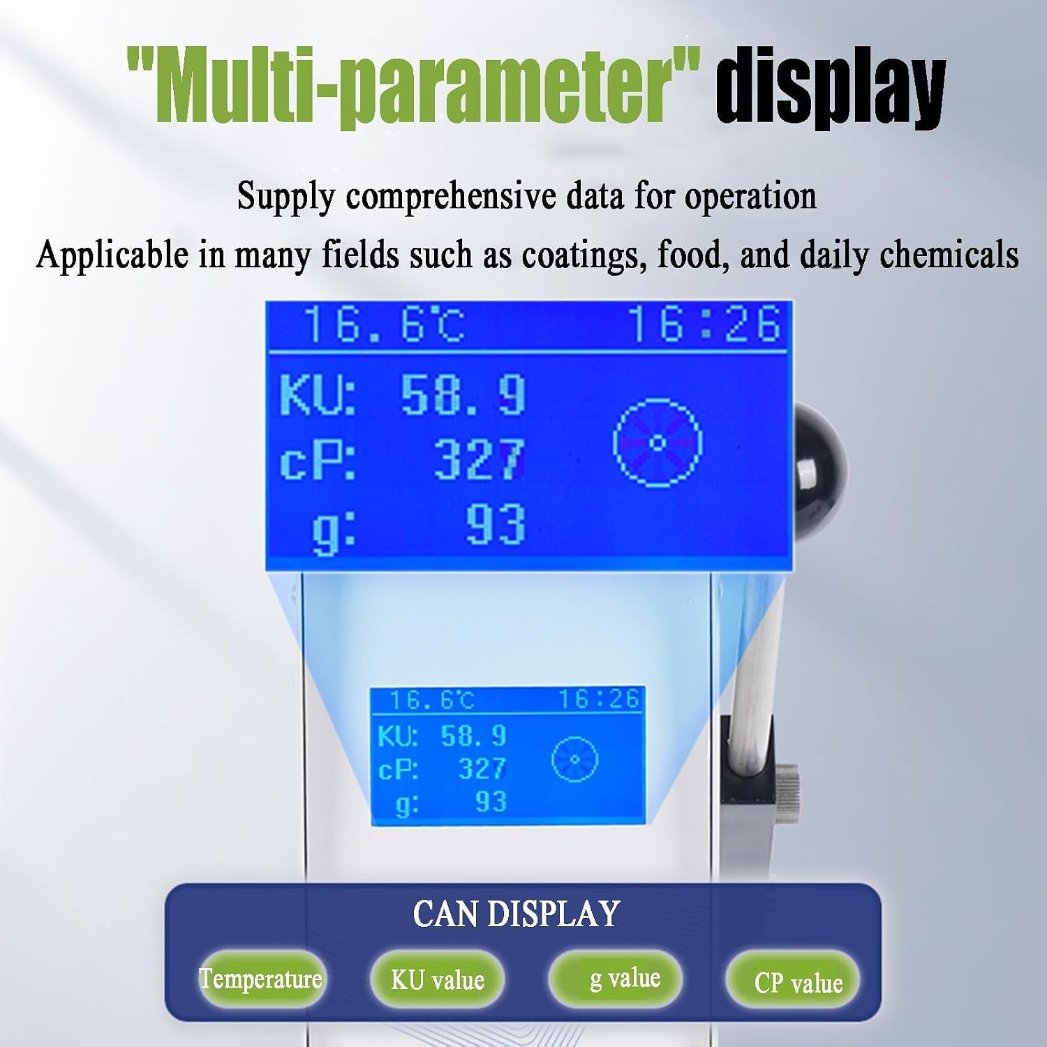 Laboratory Digital Viscosity Tester, Rotary Paint Viscometer, KU CP G Temp Multi-Parameter Display, Intelligent Warning
