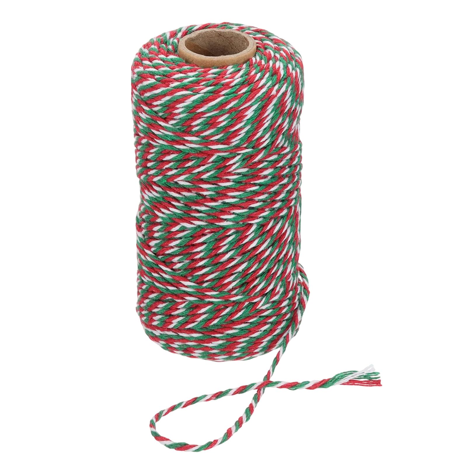PATIKIL 100m Butcher String Twine, 2mm Cotton Bakers Decorative Twine String Rope Cord for Gift Wrapping Arts Crafts Party Kitchen Gardening, Green Red White