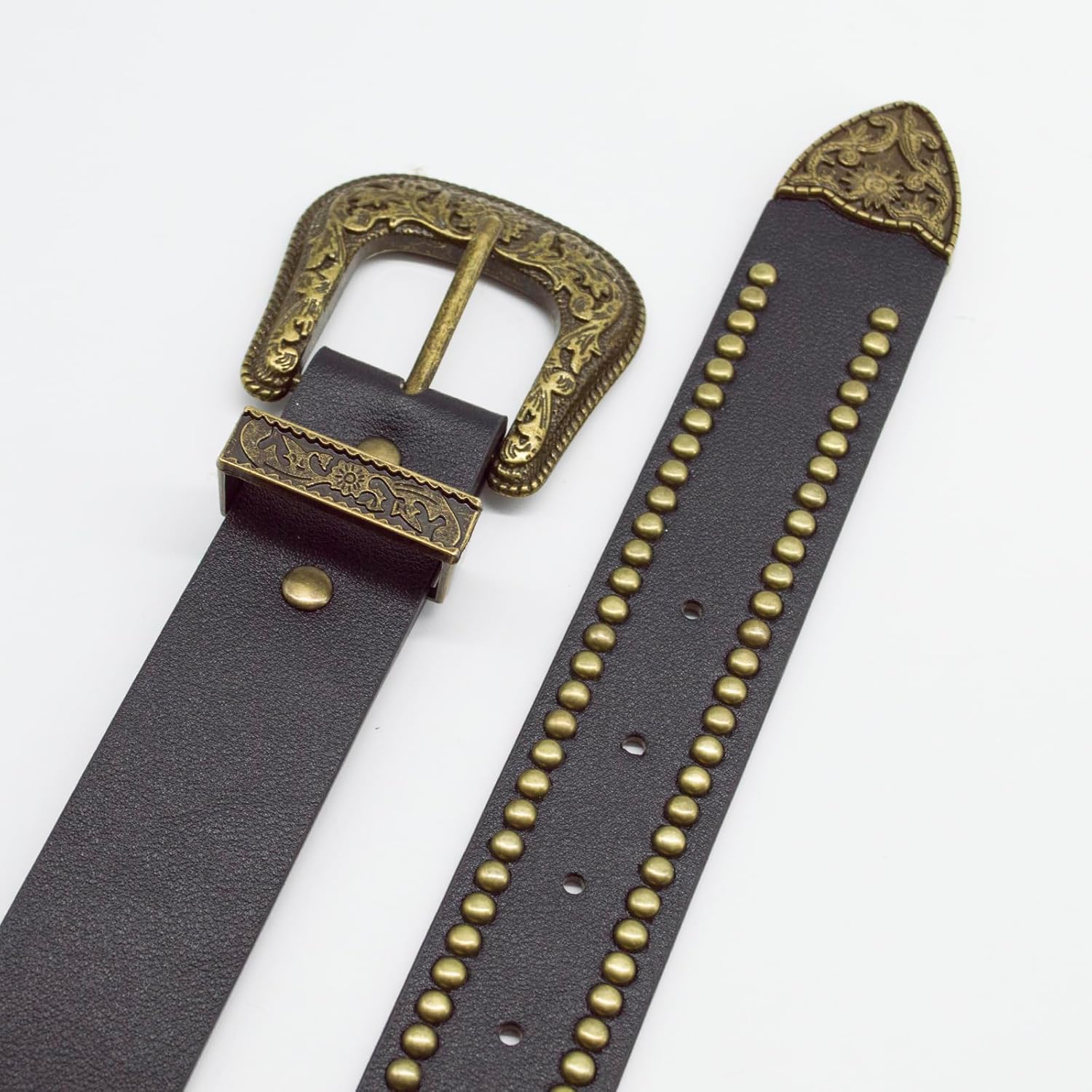 Western Belt for Women Cowgirl Cowboy Belts with Vintage Buckle Studded Western Belt - Image 4