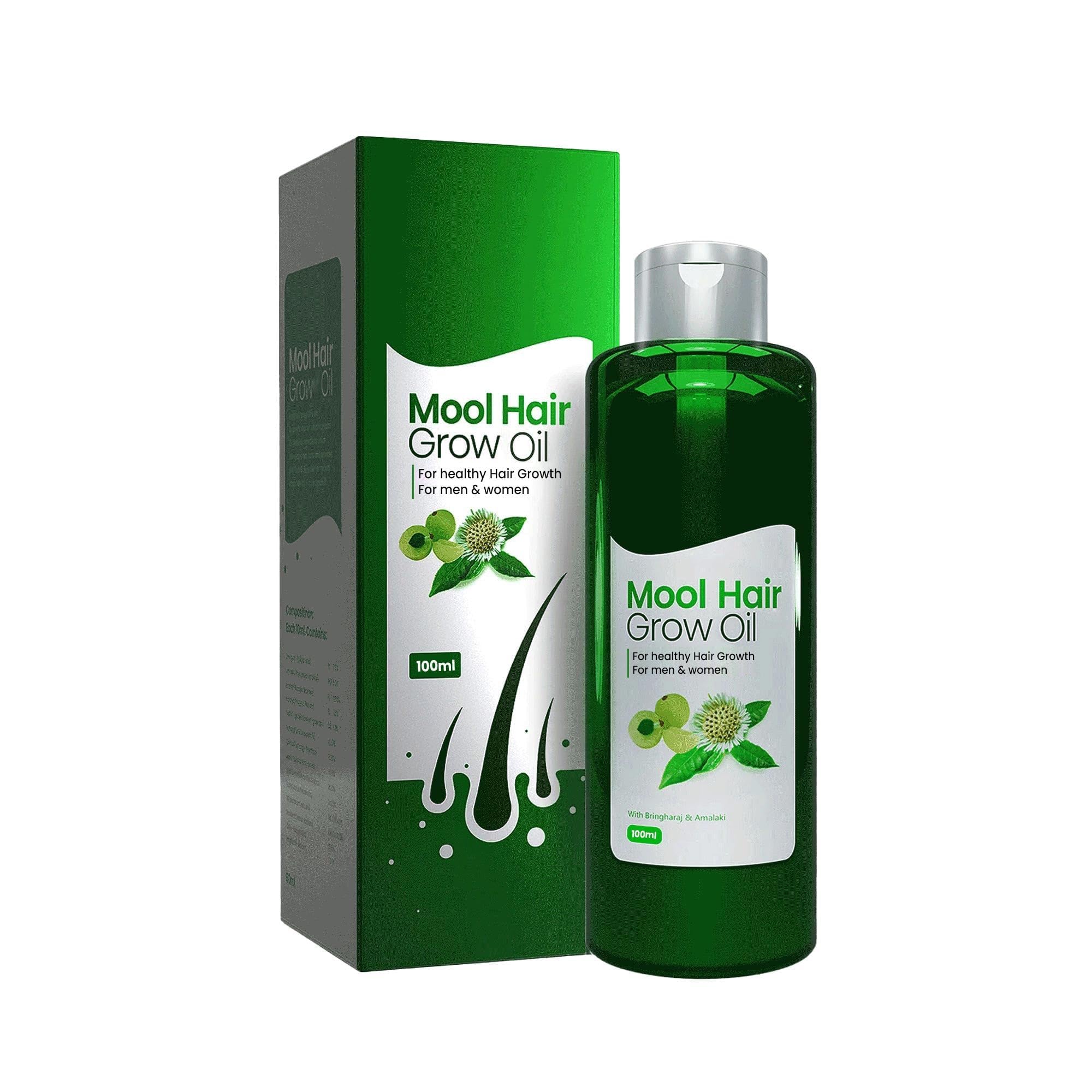 Mool Hair Grow Oil Ayurvedic Oil with Bhringraj & Amla Herbal Anti Hair Fall Oil | Promotes Hair Growth & Reduces Hair Fall Dandruff Control, Scalp Nourishment & Hair Strengthening |100ml