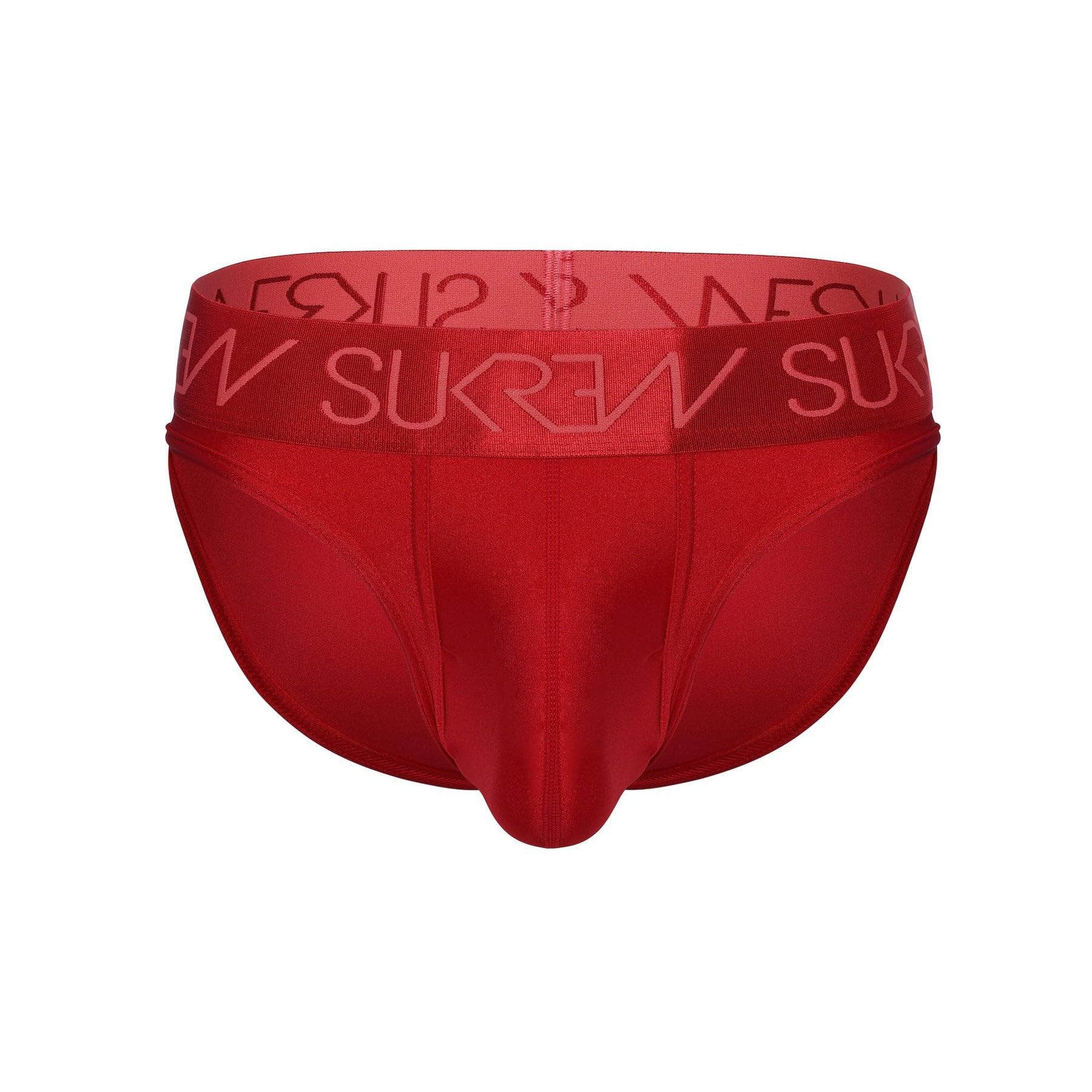 SUKREWMens Briefs Underwear - Classic Brief Liberty Red
