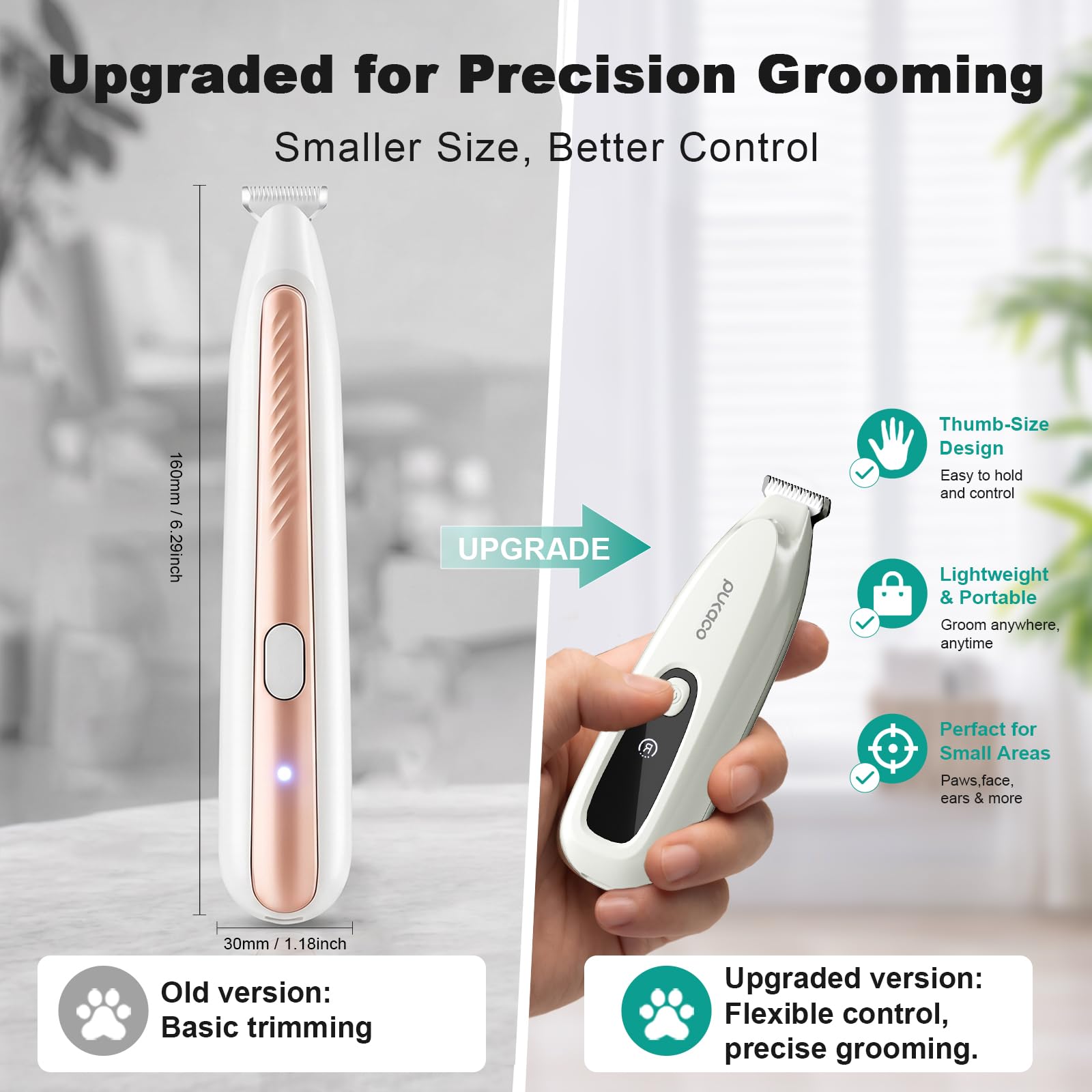 Mini Dog Paw Trimmer - Quiet & Cordless Grooming -8