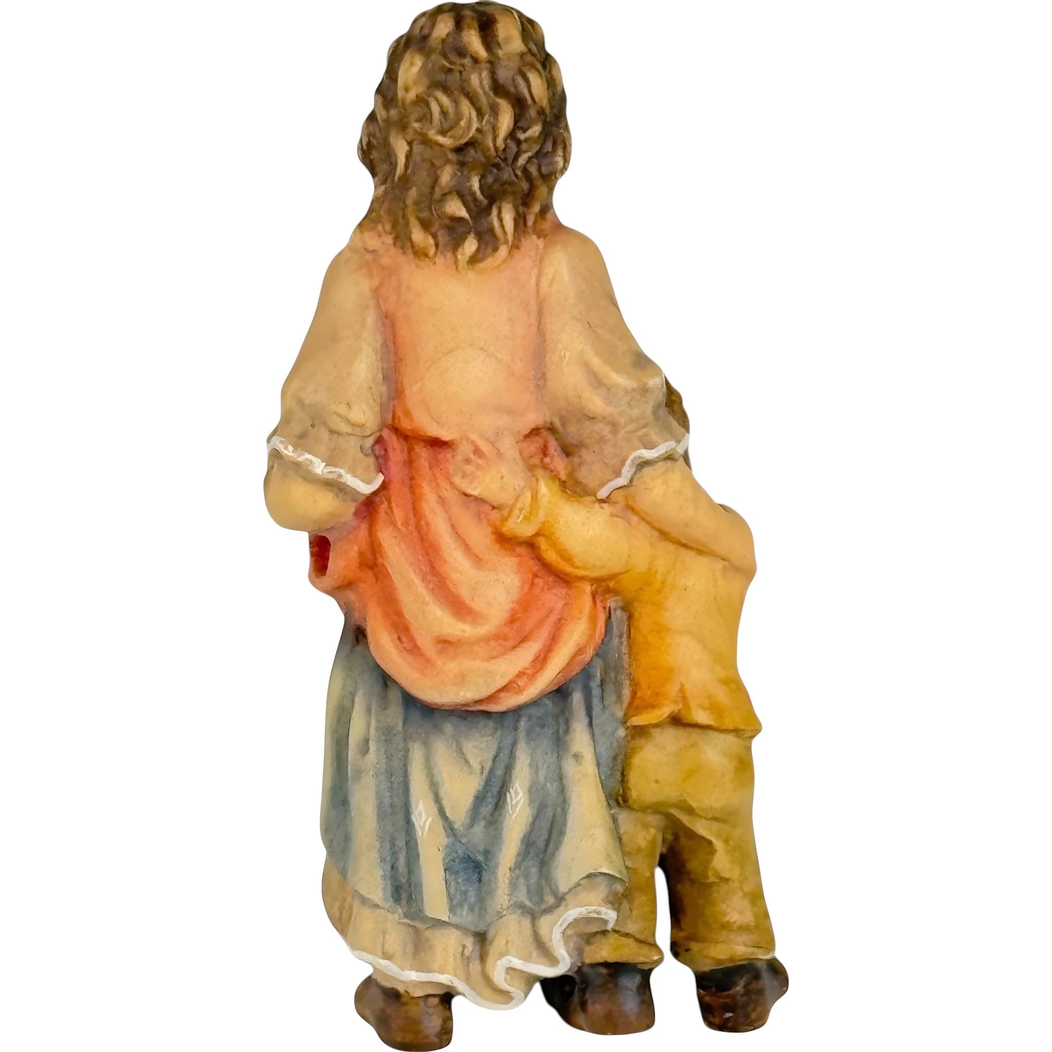 Hirtenhirte umarmt Kind aus Holz 14 cm | handbemaltes Holz in Gröden | Religiöser Artikel