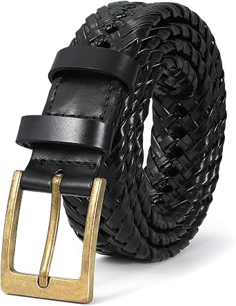 BELTROAD Braided Leather Belt for Men Casual Jeans Golf, Mens Leather Woven Alloy Buckle Hand Braided Belts Gift for Men