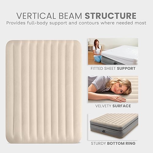 Vista 7 de Intex Dura Beam Plus Prime Comfort Fiber-Tech - Colchón de aire para el hogar con tecnología elevada con bomba eléctrica integrada, tamaño Queen