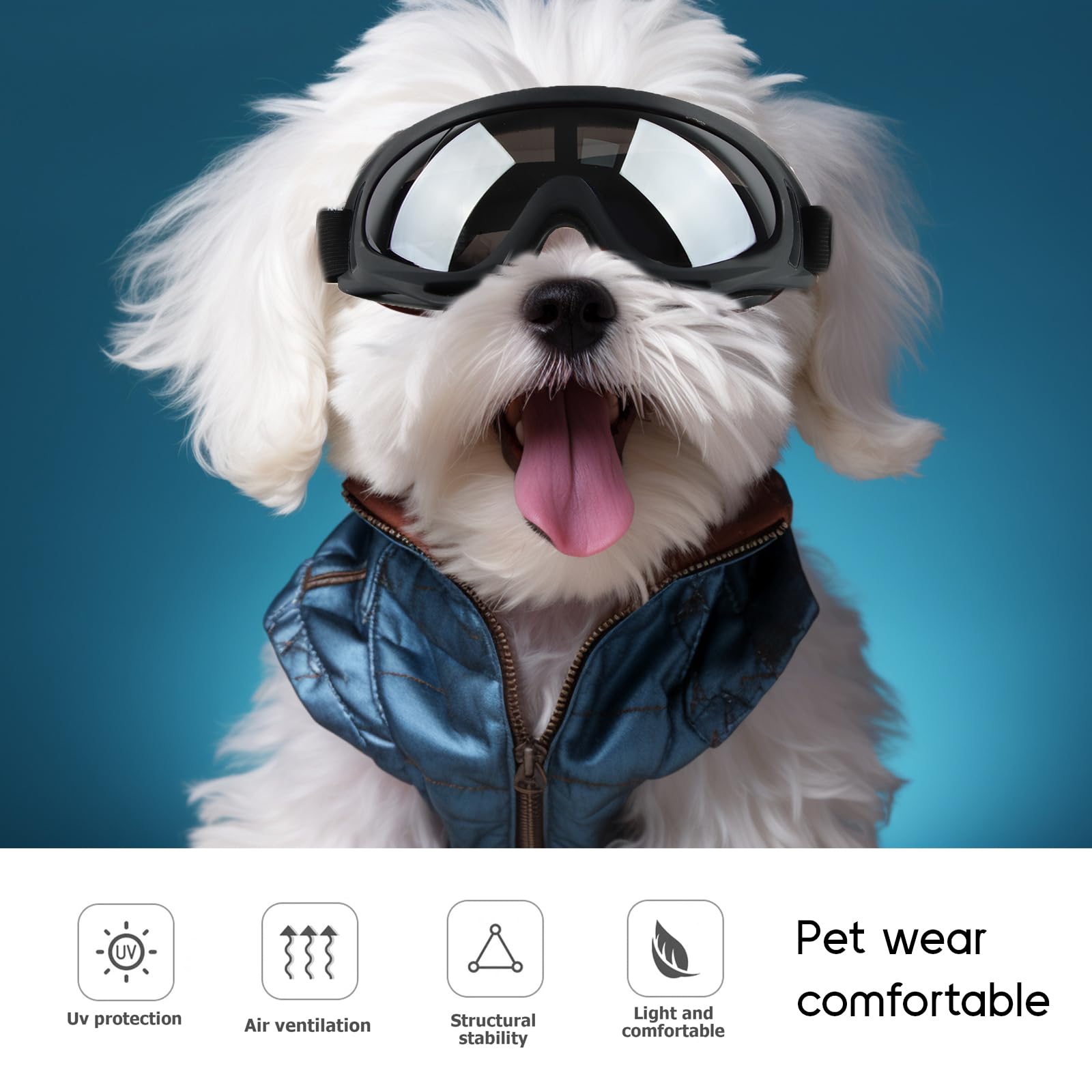 Occhiali da Sole per Cani Badaren Protettivi Uv, Occhiali per Animali Domestici Medio/Grande