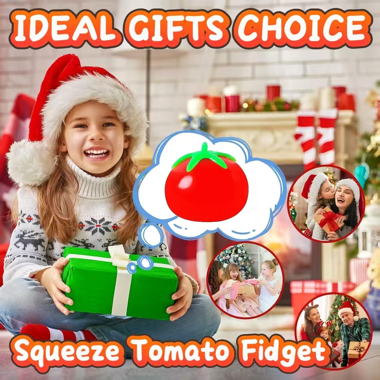 1Pcs Fruit Taba Squishy Toys Tomato Stress Balls for Adults and Kids Squishy Fidget Toy Sticky Sensory Stress Relief Toy Slow Rising Tomato Squishies for Office Classroom Prize Party Favors
