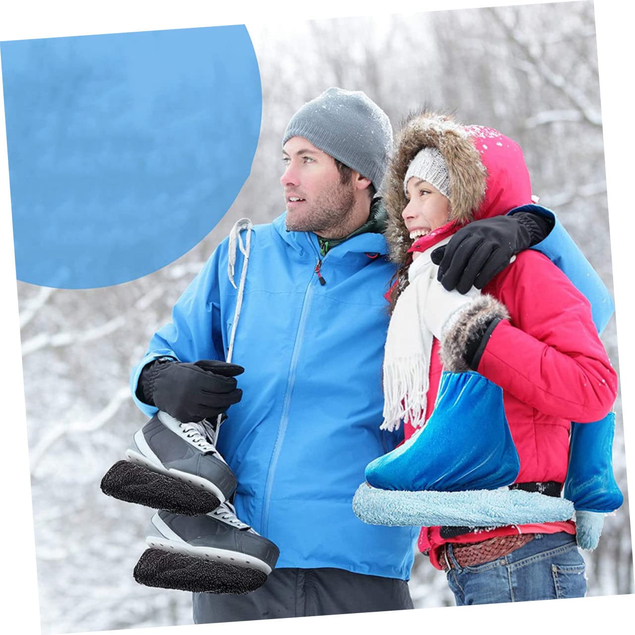 Protège-lames de Patins Élastiques, Lot de 2 Paires, Noir, Polyester
