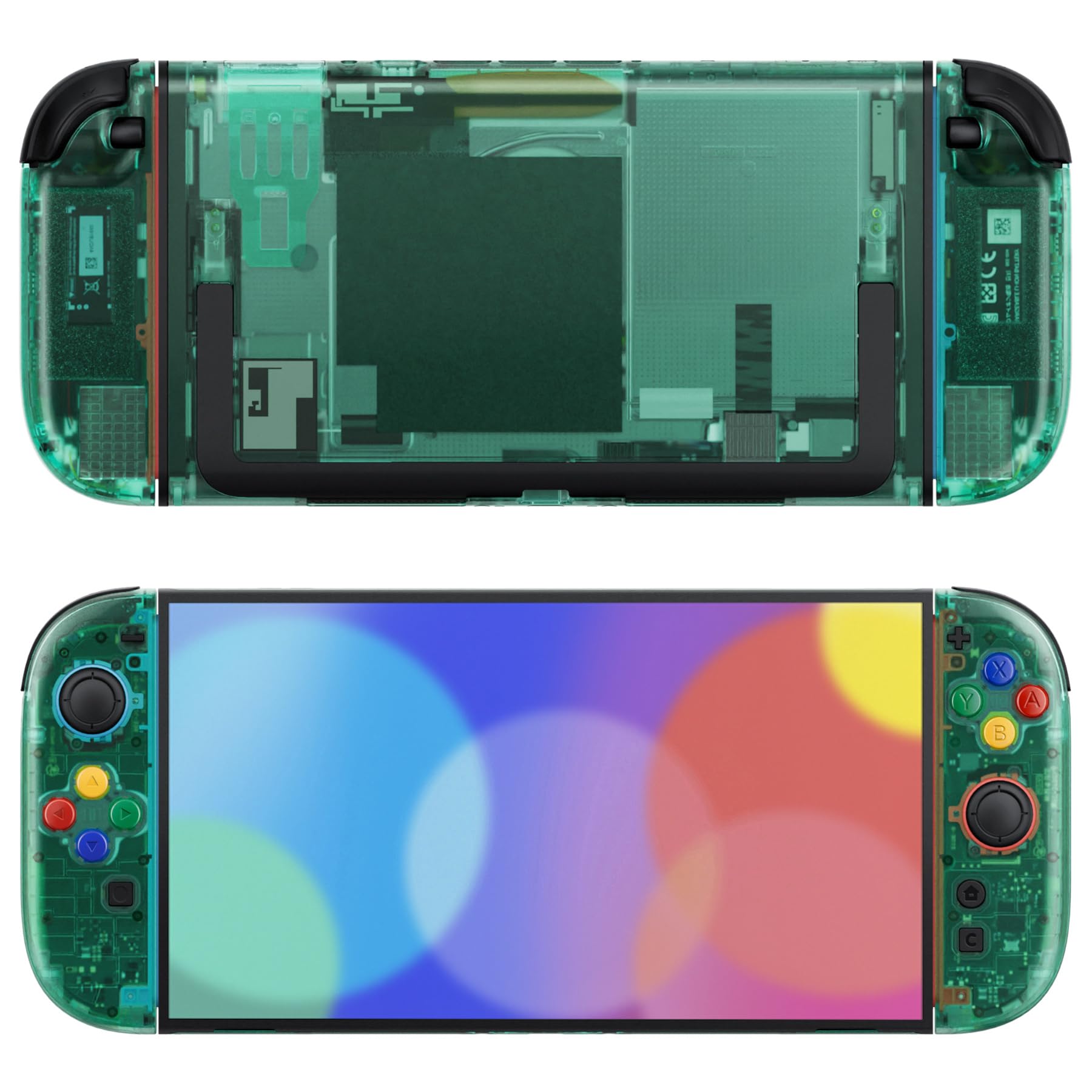 eXtremeRate Accessori per Nintendo Switch 2, Cover Posteriore Console Tasti Kit Joycon 2 Ricambio per Nintendo Switch 2, Senza Joycon e Console - Trasparente Verde Smeraldo