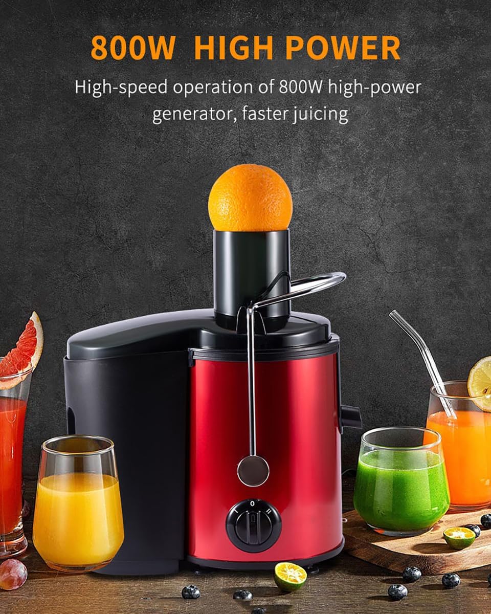 800W Juicer Machines, Centrifugal Juicer, Fruit Vegetable Extractor with 2-Speed, 65MM Wide Feed Chute Stainless Steel Citrus Press, for Fruit Shop Buffet Restaurant