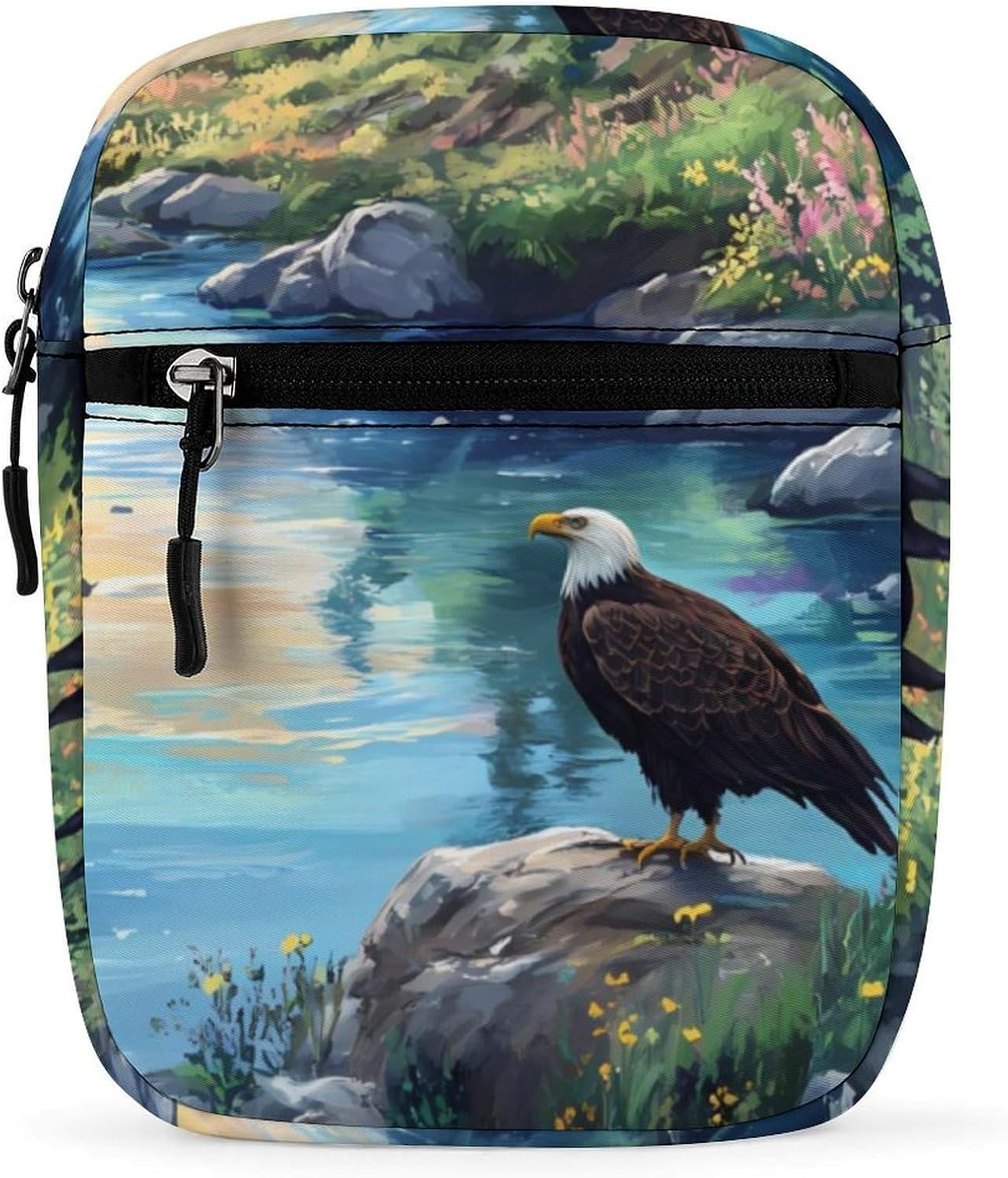 Mooses Eagle1 In The Mountains Small Crossbody Bag Sling Shoulder Satchel | for women men,work travel workout,detachable and adjustable shoulder strap