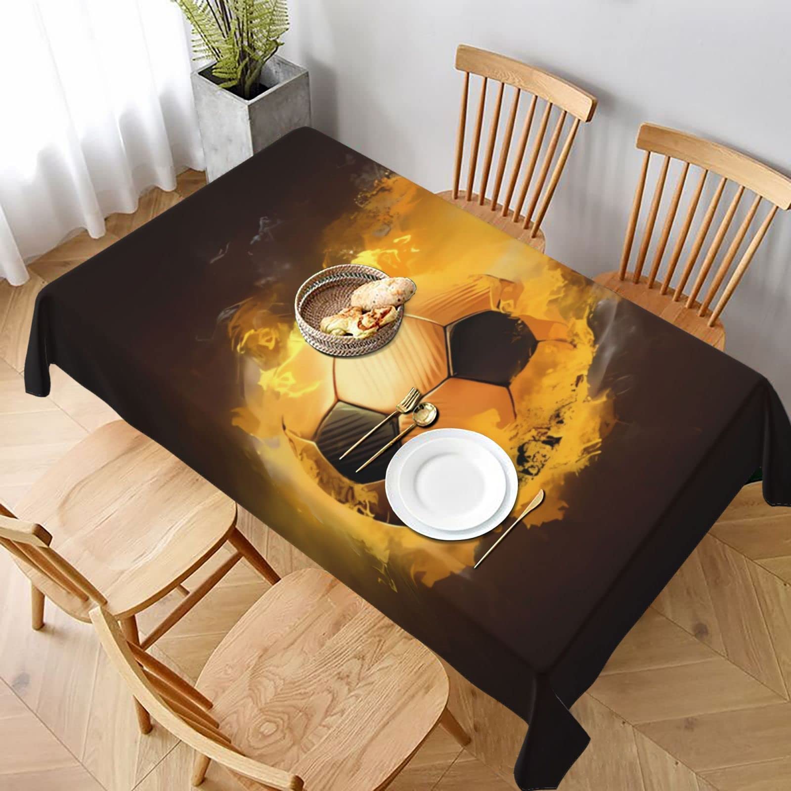 Nappe football rectangulaire 152x228 cm anti-taches pour table de cuisine