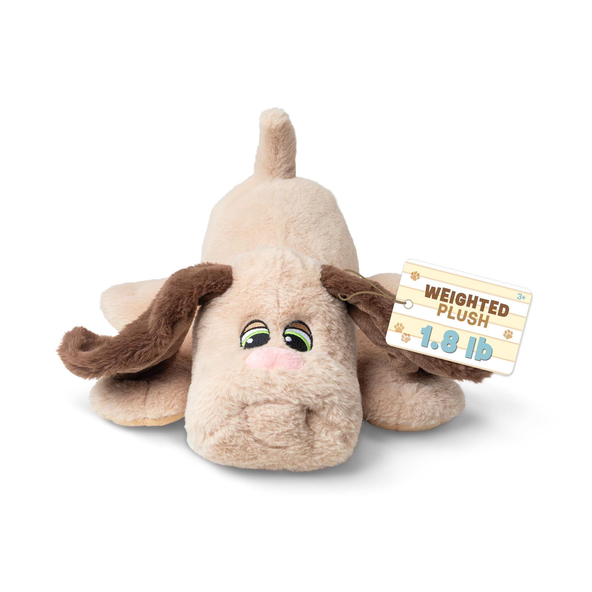 Basic Fun Pound Puppies Weighted Snuggles Maskotka Pluszowa – Pies Pluszowy Beżowy z obciążeniem – Miękka i kojąca zabawka