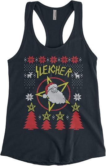 Threadrock Women's Sleigher Santa Claus Ugly Christmas Racerback Tank Top