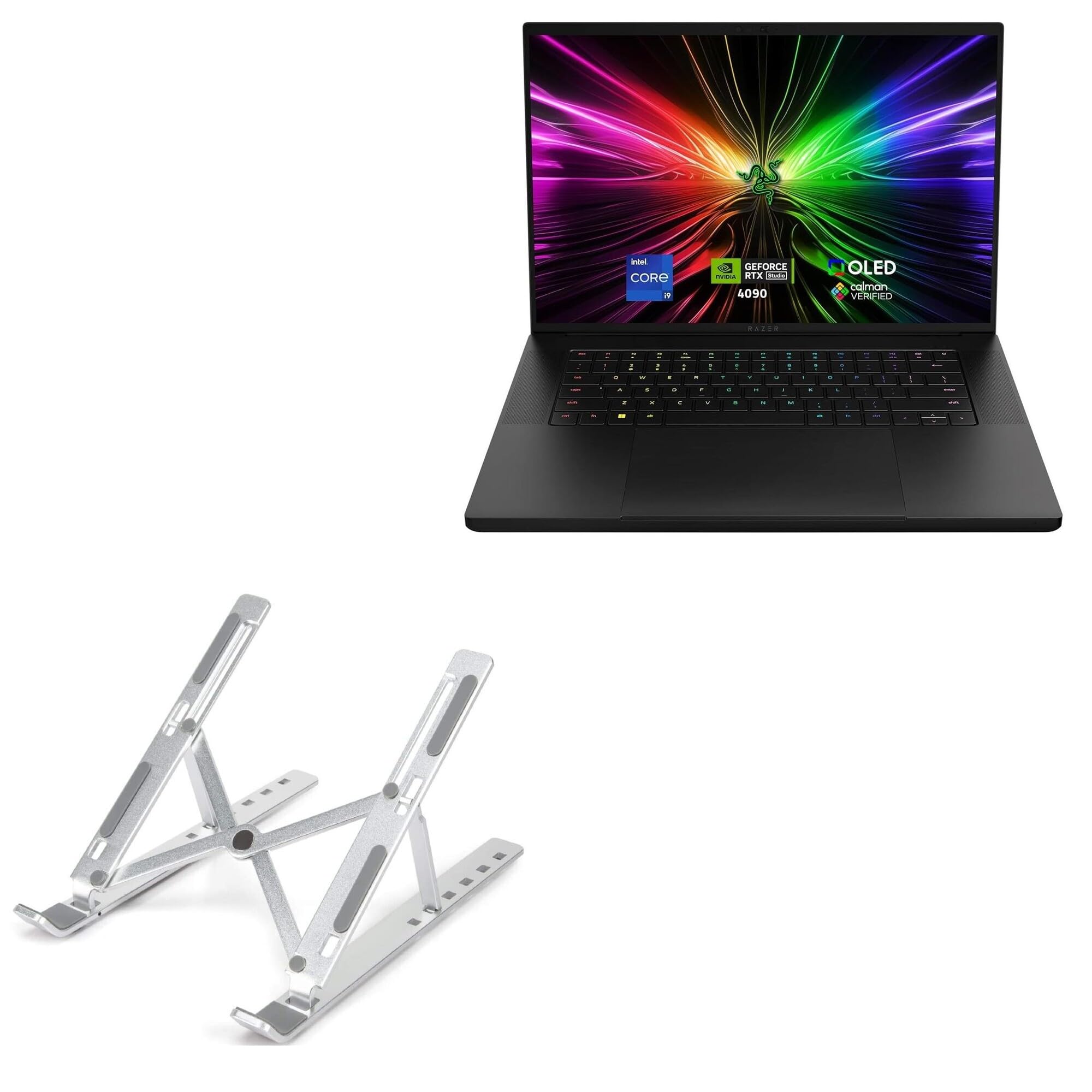 BoxWave Stand and Mount Compatible with Razer Blade 16 (2024) - Compact QuickSwitch Laptop Stand, Portable Multi Angle Viewing Foldable Riser - Metallic Silver