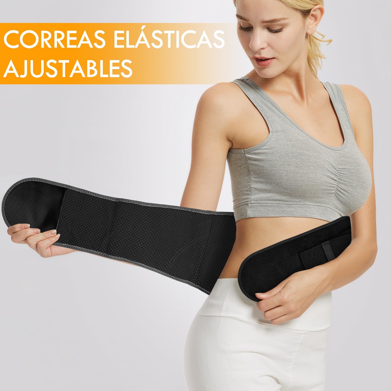 Almohadilla Eléctrica Lumbar, 16000mAh Manta Eléctrica Para Cintura Inalámbrica con 3 Modos De Calefacción Rápida y Masaje, Apagado Automático, para Espalda, Cuello, Hombros y Vientre (Negro)