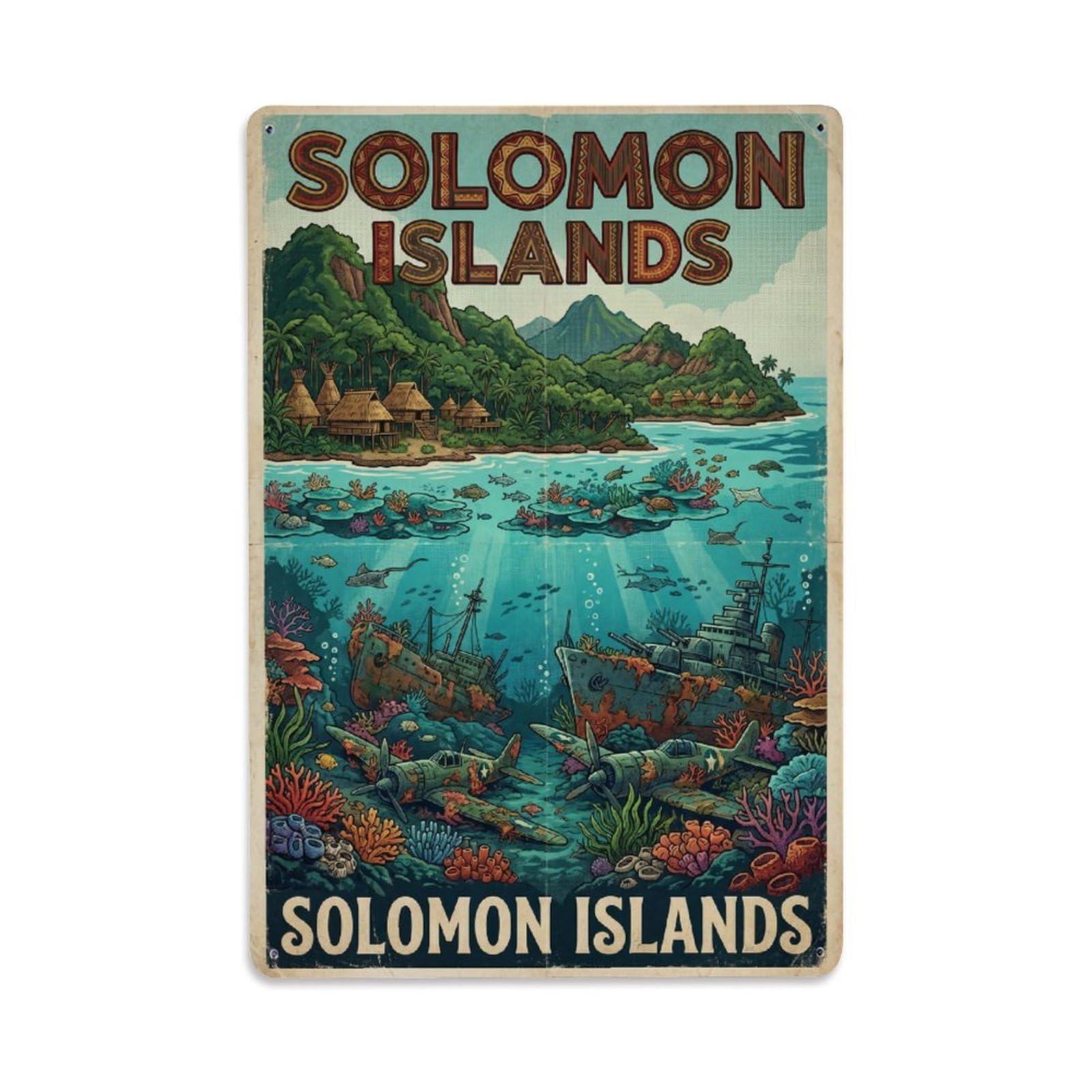 Metal Tin Sign Travel Retro Solomon Islands