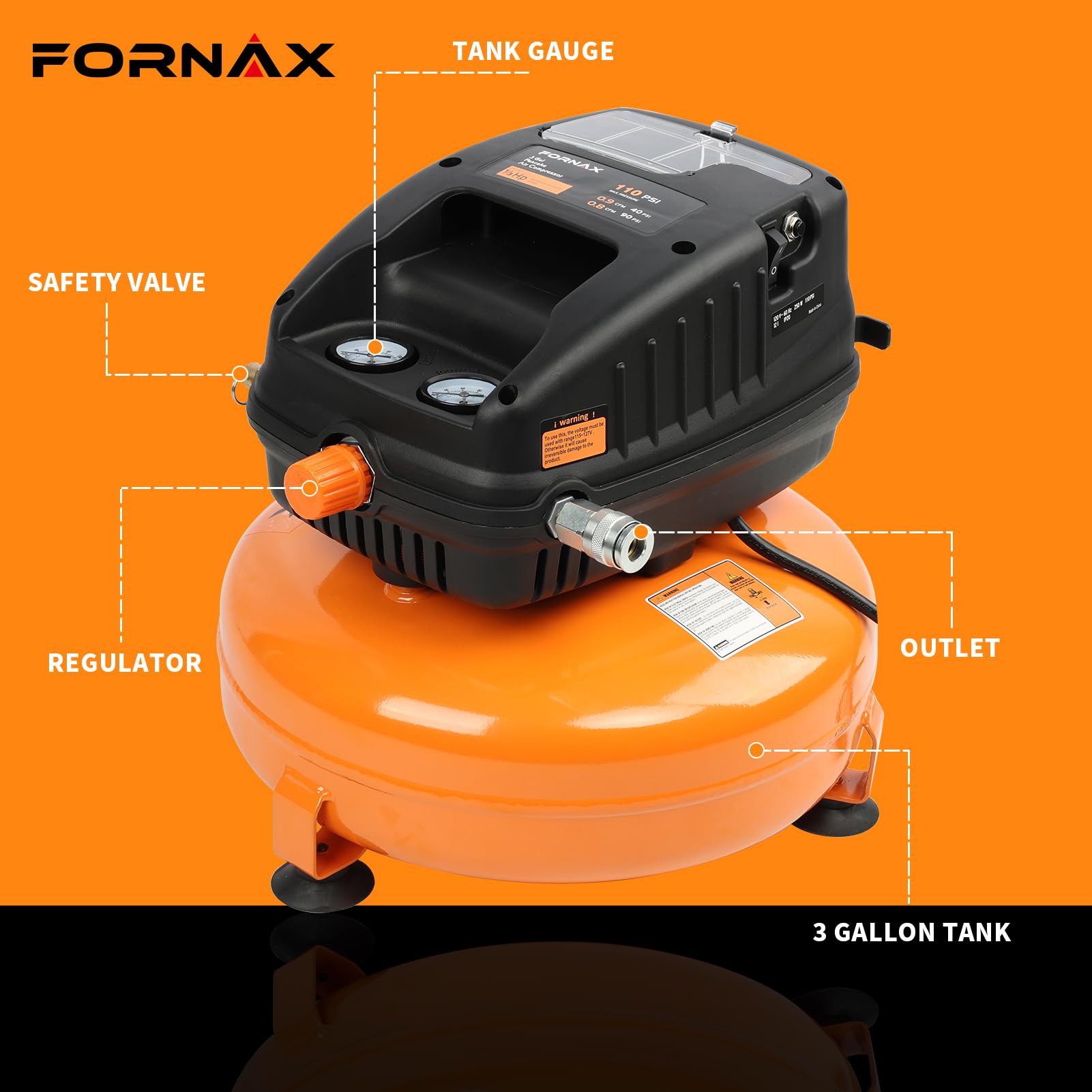 Rinnaファヒーター Amazon.com: FORNAX Pancake Air Compressor, 3 Gallon, 110 PSI