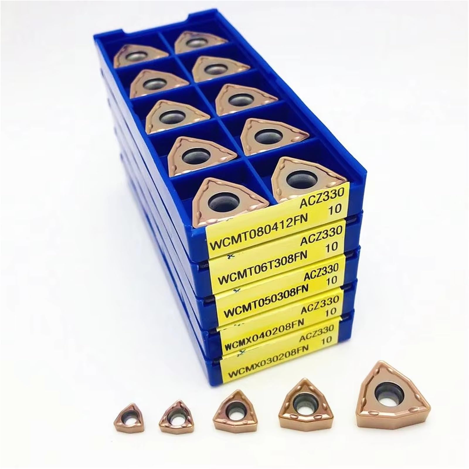 Herramienta De Corte CNC Inserción Torneado WCMX Carburo 10 Piezas(WCMT050308FN ACZ330)