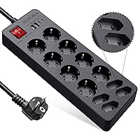 Ciabatta Multipresa con USB C 12 Prese, Multipresa Elettrica Protezione Sovratensione Fino a 1700 Joule,12