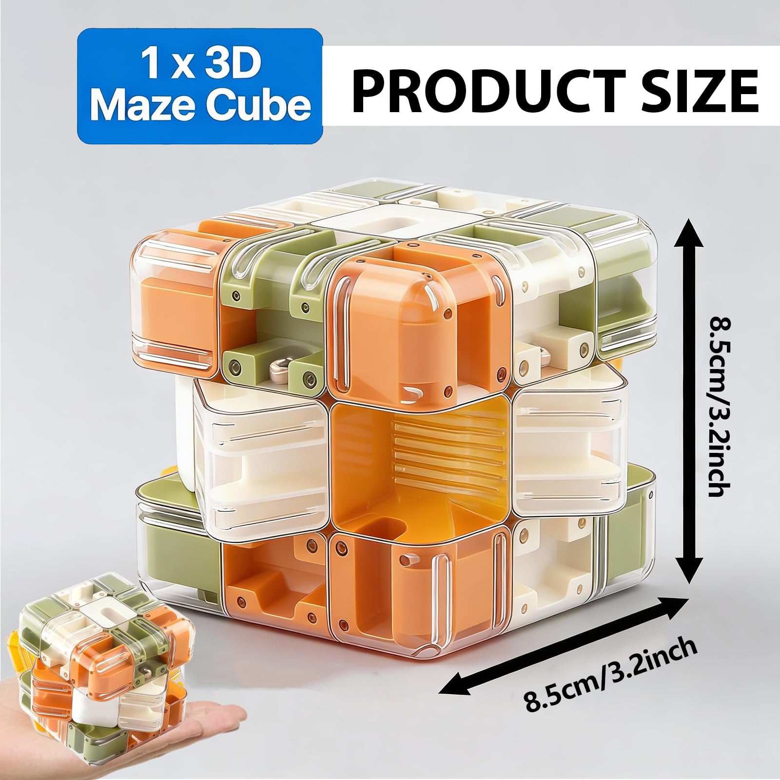 Cubo Labirinto 3d, Puzzle Con Palline Rotolanti, Gioco Di Pensiero Con Palline Labirinto Complesso, Giocattolo Cubo Di Rubik, Giocattolo Didattico Interattivo Per Bambini Adulti (Giallo)