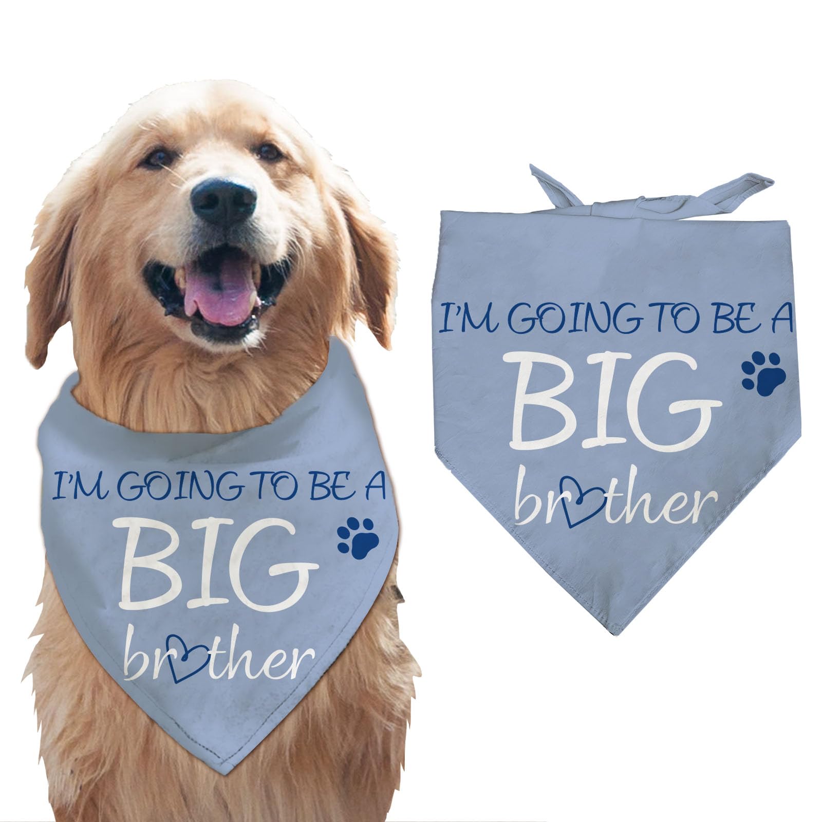 arricraft 1 bandana per Cani Da Compagnia, Bandana Triangolare In Cotone per Animali Domestici "Diventerò Un Fratello Maggiore" Parole Cuore Sciarpa Lavabile Bavaglini Stampati Accessori Capo