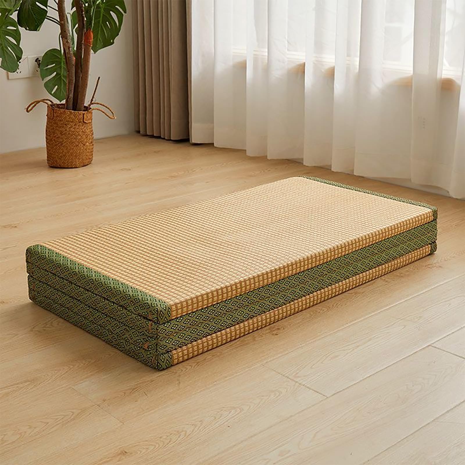 Matelas Pliable Tatami Japonais Tapis de Sol Pliable antidérapant matériau Frais et Confortable Peut être utilisé comme Tapis de Sol de Chambre, Matelas de Yoga de méditation C 80 * 180CM
