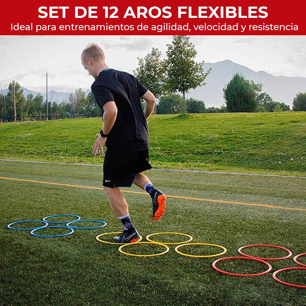 Colaxi Lot De 12 Anneaux D'entraînement D'agilité Robustes, Polyvalents, Pratiques Et Portables Pour Entraîneurs De Football, Hockey, Football, Basket-ball, 50 Cm