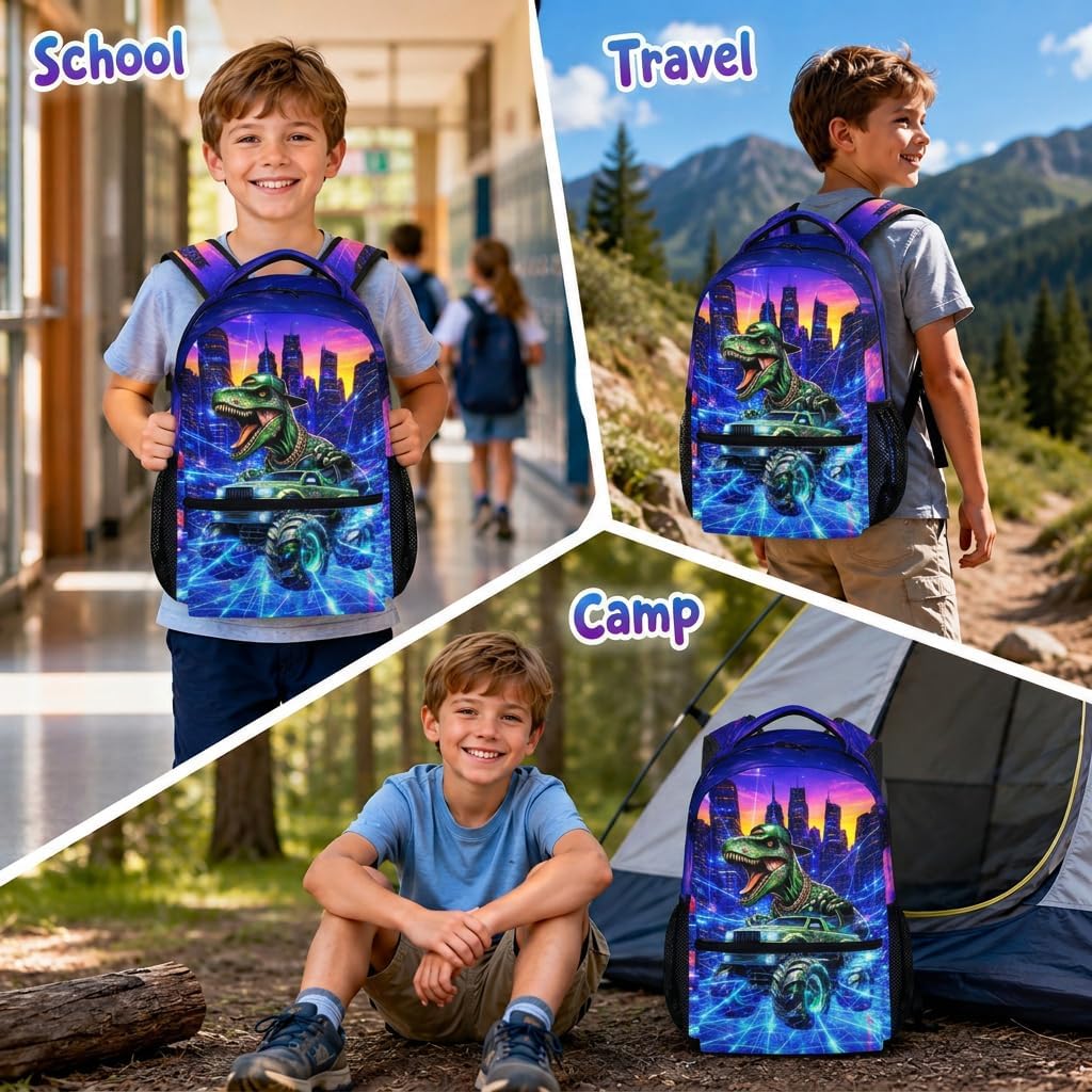 Dinosaur Backpack Kids Truck School Bag for Boys, Lightweight Bookbag for Kindergarten Primary Elementary image 4