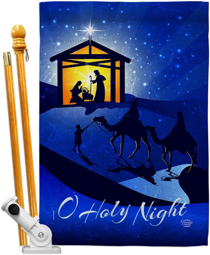 Star of Bethlehem House Flag Wintertime Nativity Three King Religious Holy Family Season Christian Small Decorative Gift Yard Banner Made In USA 28 X 40
