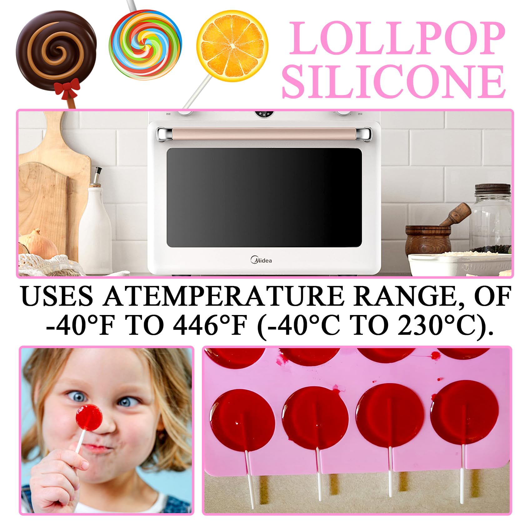 2 moldes de silicona para chocolate duro, kit de moldes redondos antiadherentes de silicona con 20 palos, 20 cuerdas doradas y 100 bolsas, para dulces, paneles, gelatinas, pan, etc.