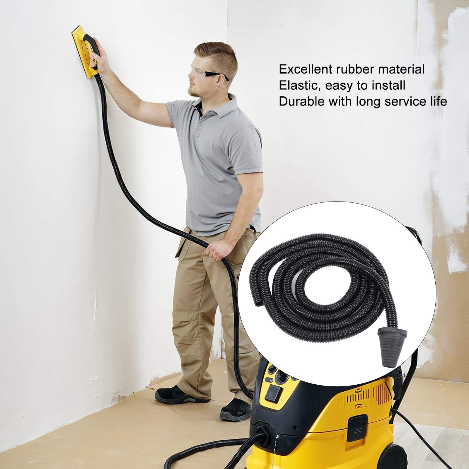 Manguera para herramientas eléctricas de recolección de polvo, pieza de repuesto flexible para amoladora de pared, tubo roscado corrugado de goma con conector para aspiradoras,