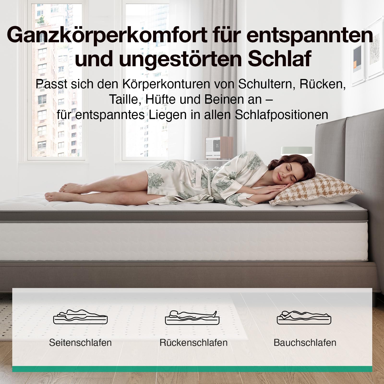 Novilla Matratze 140x200 cm 25 cm Höhe H3 mittelfest 7 Zonen Hybridmatratze | Taschenfederkernmatratze mit Komfortschaum Passt sich Körperformen natürlich an, Atmungsaktiver Unterstützung, Oeko-TEX®