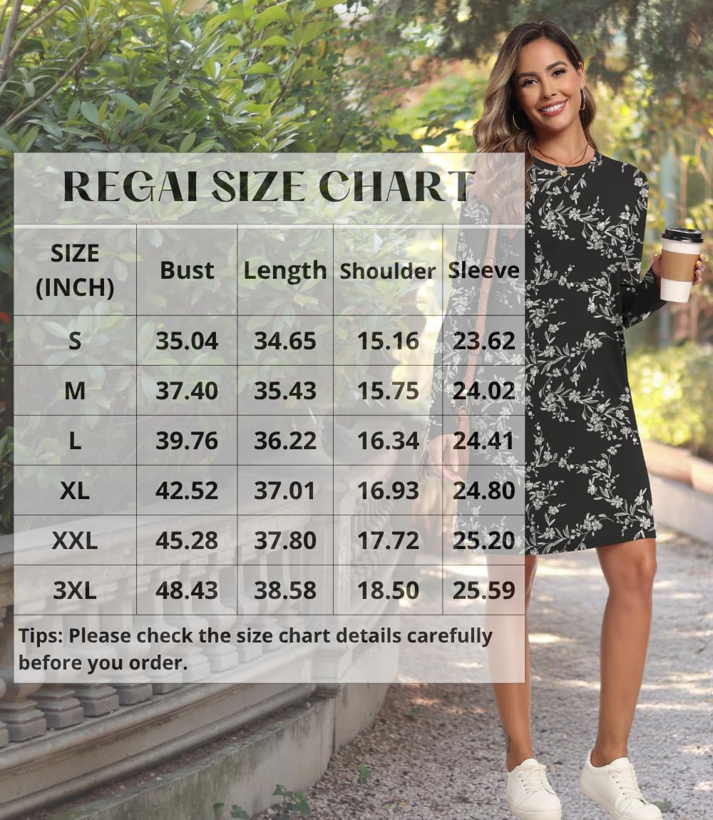 Women's Fall Casual Long Sleeve Dress with Pockets Soft Crew Neck Swing Dresses for Daily Outfits - Image 5