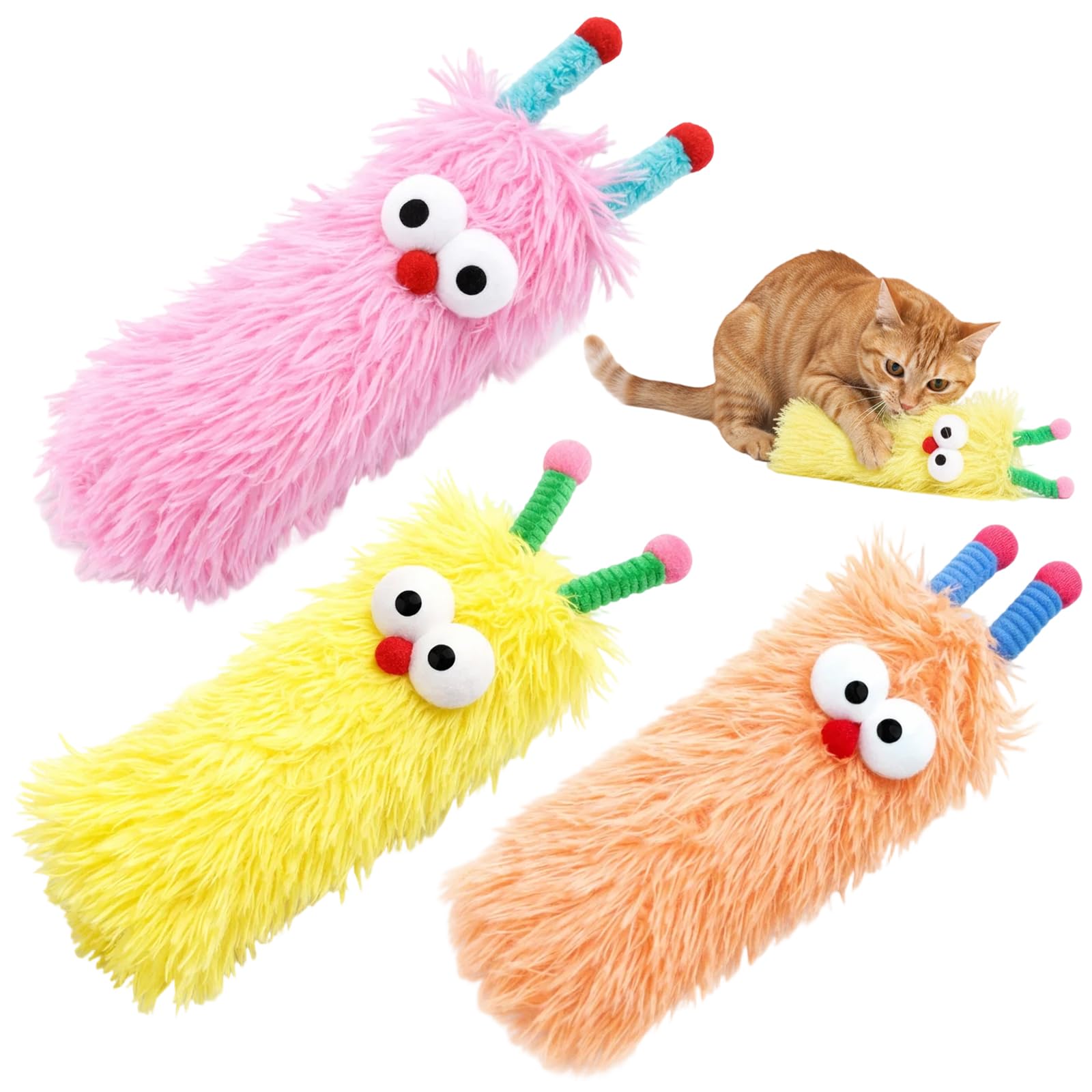 dienjason 3pcs Catnip Tool For Cats, Catnip Tool, Helps Reduce Boredom and Anxiety, Suitable for Families With Multiple Cats, Pink, Yellow and Orange