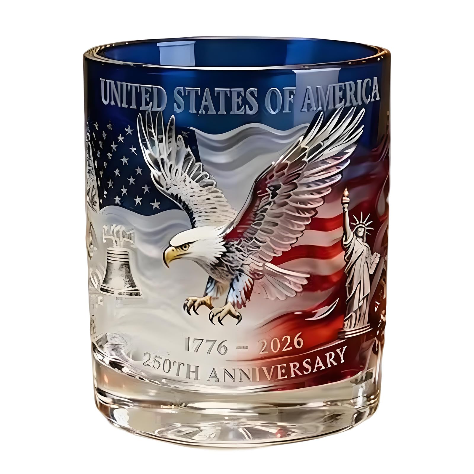 Oxxggkao Patriotic Whiskeys Glass with Commemorative America 250Th Anniversary Engravings Clear Liquor Drinking Cup Collectible Liquor Glasses
