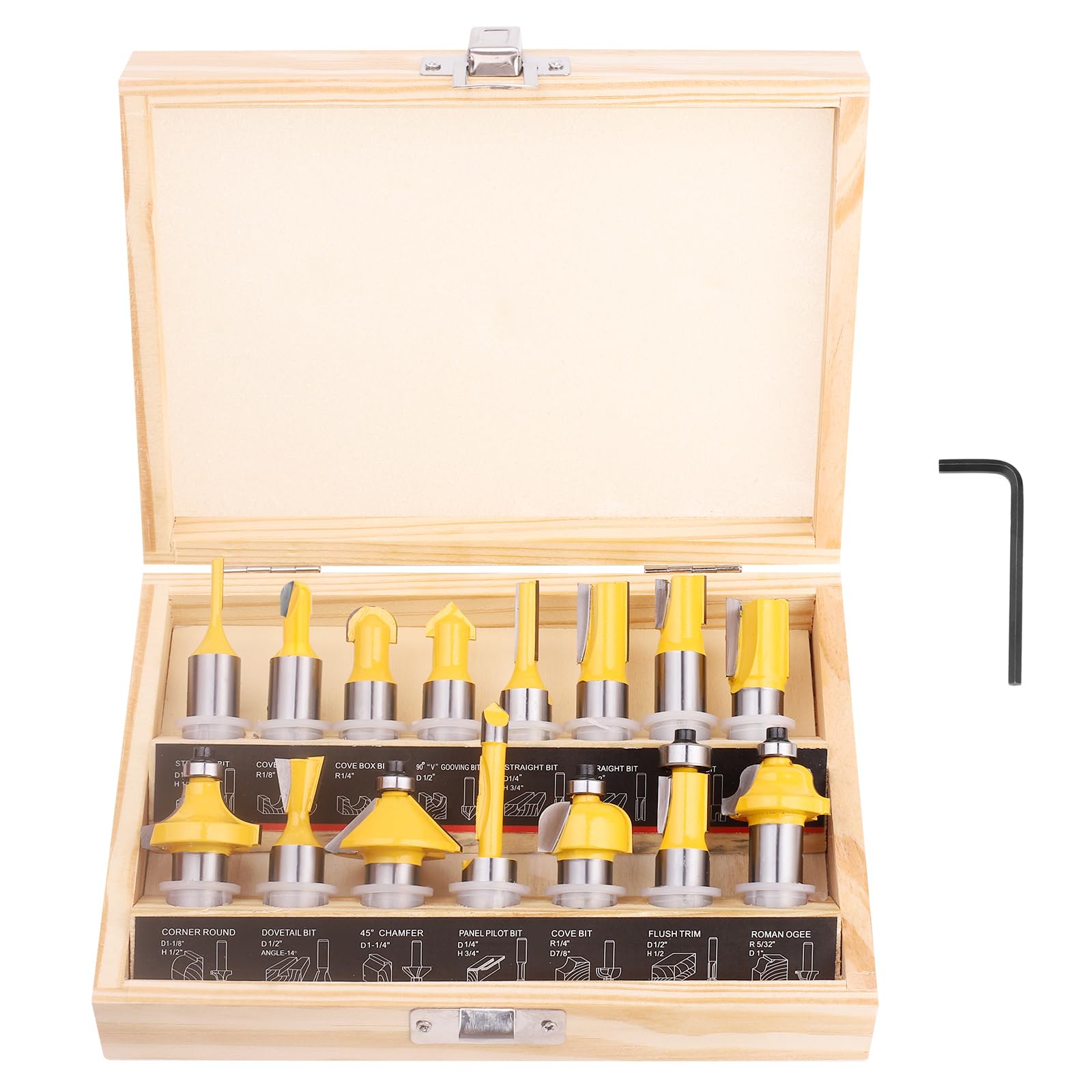 BAIDETS Router Bits Set - 15 Pieces Tungsten Carbide -1